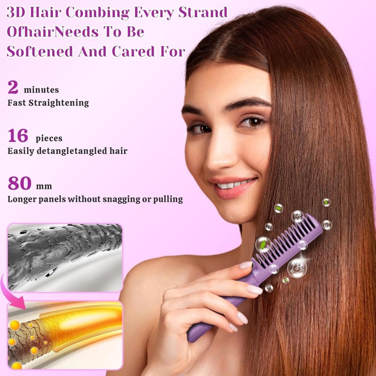 Rechargeable Mini Adjustable Hair Straightener Comb