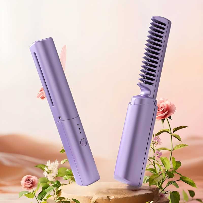 Rechargeable Mini Adjustable Hair Straightener Comb