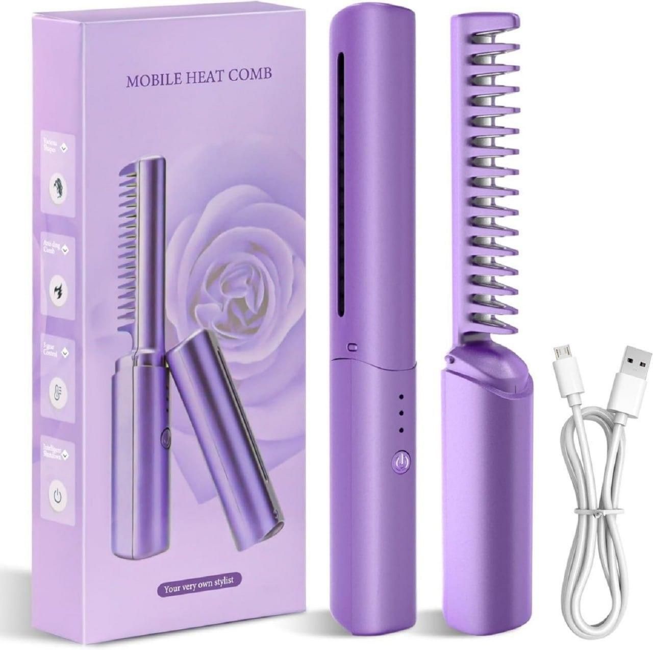 Rechargeable Mini Adjustable Hair Straightener Comb