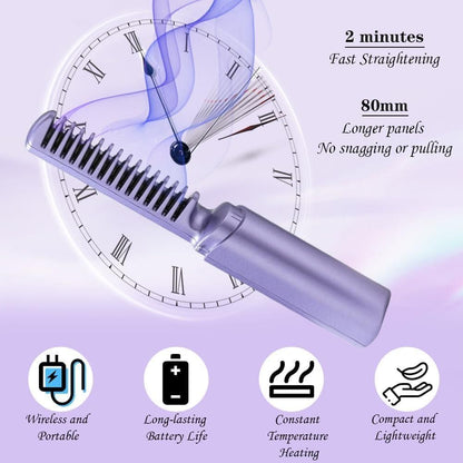 Rechargeable Mini Adjustable Hair Straightener Comb